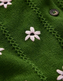 Boden Pulls & Gilets-Cardigan Valeria à détails crochet Vert promenade, broderie