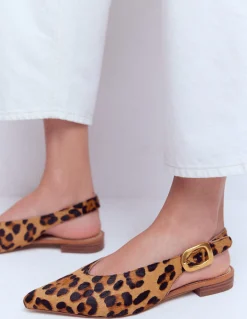 Boden Tenues De Travail|Chaussures Plates-Chaussures plates couvrantes à bout pointu Klassisches Leopardenmuster Ponyhaar