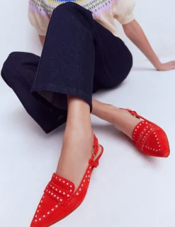 Boden Chaussures À Talons-Chaussures style richelieus à petits talons et bride arrière ROUGE