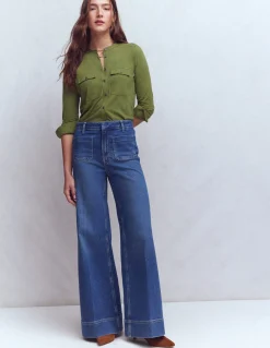 Boden Tops & T-Shirts-Chemise avec poche surpiquée Vert des bois