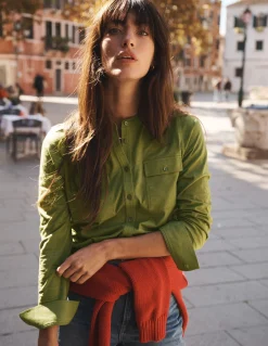 Boden Tops & T-Shirts-Chemise avec poche surpiquée Vert des bois