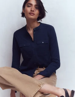 Boden Tops & T-Shirts-Chemise avec poche surpiquée Bleu marine