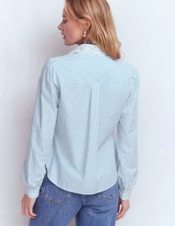 Boden Chemises & Blouses|Tops & T-Shirts-Chemise Cara en coton Rayé bleu et blanc