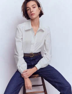 Boden Chemises & Blouses|Tops & T-Shirts-Chemise Cara en coton Volant blanc