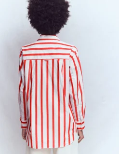Boden Tenues De Travail|Chemises & Blouses-Chemise décontractée Sadie en coton Rayé Ivoire et Salsa