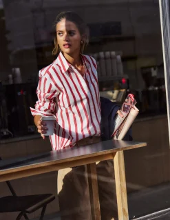 Boden Tenues De Travail|Chemises & Blouses-Chemise décontractée Sadie en coton Rayé Ivoire et Salsa