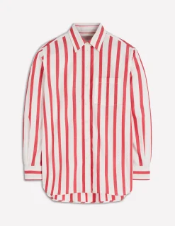 Boden Tenues De Travail|Chemises & Blouses-Chemise décontractée Sadie en coton Rayé Ivoire et Salsa