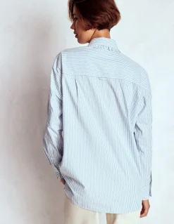 Boden Chemises & Blouses|Tops & T-Shirts-Chemise décontractée Sadie en coton Rayé denim délavé et ivoire