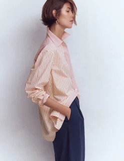 Boden Chemises & Blouses|Tops & T-Shirts-Chemise décontractée Sadie en coton Rayé pêle-mêle rose