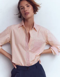Boden Chemises & Blouses|Tops & T-Shirts-Chemise décontractée Sadie en coton Rayé pêle-mêle rose