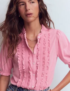 Boden Tops & T-Shirts-Chemise Eda volantée sur le devant Rose formica