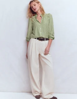 Boden Tops & T-Shirts-Chemise Effie à smocks Rayé aneth