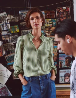 Boden Tops & T-Shirts-Chemise Effie à smocks Rayé aneth