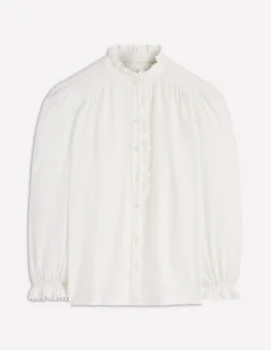 Boden Tops & T-Shirts-Chemise Emily à volants et pompons Ivoire