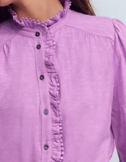 Boden Tops & T-Shirts-Chemise Emily à volants et pompons Violet crayeux