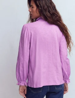 Boden Tops & T-Shirts-Chemise Emily à volants et pompons Violet crayeux