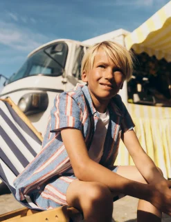 Boden Ensembles Assortis|Chemises-Chemise en coton et lin Rayé triple