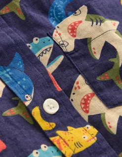 Boden Chemises|Tops & T-Shirts-Chemise en coton et lin Requins multi médiéval