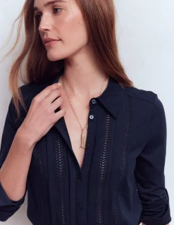 Boden Tenues De Travail|Tops & T-Shirts-Chemise en jersey à détails Bleu marine