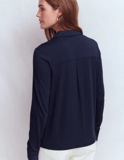 Boden Tenues De Travail|Tops & T-Shirts-Chemise en jersey à détails Bleu marine