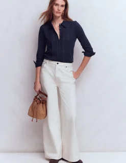 Boden Tenues De Travail|Tops & T-Shirts-Chemise en jersey à détails Bleu marine