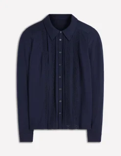 Boden Tenues De Travail|Tops & T-Shirts-Chemise en jersey à détails Bleu marine