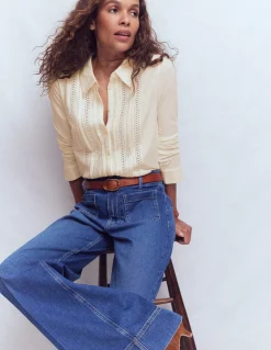 Boden Tenues De Travail|Tops & T-Shirts-Chemise en jersey à détails Ivoire