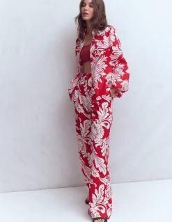 Boden Chemises & Blouses|Ensembles Assortis-Chemise en lin à manches bouffantes Salsa, motif Botanical Flourish