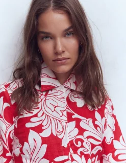 Boden Chemises & Blouses|Ensembles Assortis-Chemise en lin à manches bouffantes Salsa, motif Botanical Flourish