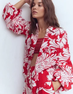 Boden Chemises & Blouses|Ensembles Assortis-Chemise en lin à manches bouffantes Salsa, motif Botanical Flourish