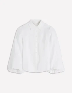 Boden Chemises & Blouses|Tops & T-Shirts-Chemise en lin à manches bouffantes Blanc