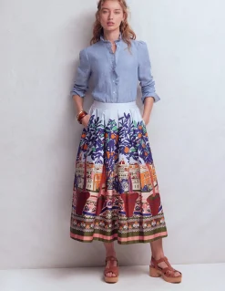 Boden Chemises & Blouses|Tops & T-Shirts-Chemise Isabel en lin à volants Bleu chambray