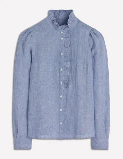 Boden Chemises & Blouses|Tops & T-Shirts-Chemise Isabel en lin à volants Bleu chambray