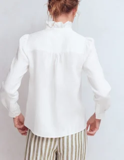 Boden Chemises & Blouses|Tops & T-Shirts-Chemise Isabel en lin à volants Blanc