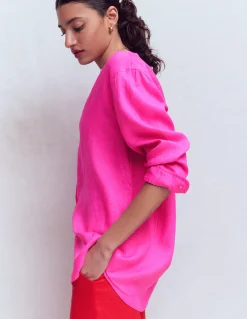 Boden Chemises & Blouses|Tops & T-Shirts-Chemise longue en lin Knalliges Stiefmütterchen