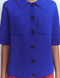 Boden Tenues De Travail|Pulls & Gilets-Chemise manches courtes en maille Bleu vif