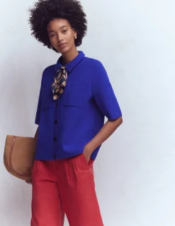 Boden Tenues De Travail|Pulls & Gilets-Chemise manches courtes en maille Bleu vif