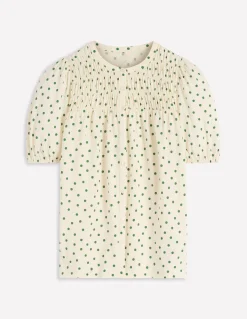 Boden Tops & T-Shirts-Chemise manches courtes Mya à smocks Papyrus, pois peints