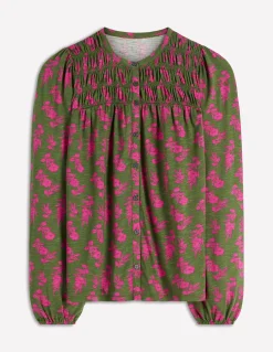 Boden Tops & T-Shirts-Chemise Mya smockée en jersey Motif Blossomy Sprig