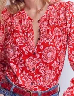 Boden Tops & T-Shirts-Chemise Mya smockée en jersey Salsa, motif Decorative Blossom