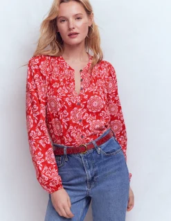 Boden Tops & T-Shirts-Chemise Mya smockée en jersey Salsa, motif Decorative Blossom