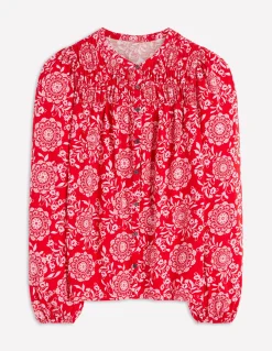 Boden Tops & T-Shirts-Chemise Mya smockée en jersey Salsa, motif Decorative Blossom