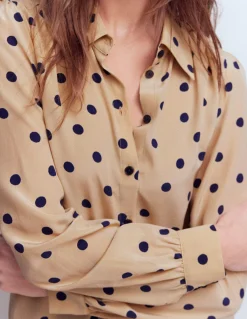 Boden Tenues De Travail|Chemises & Blouses-Chemise Sara en soie Sable, pois peints espacés