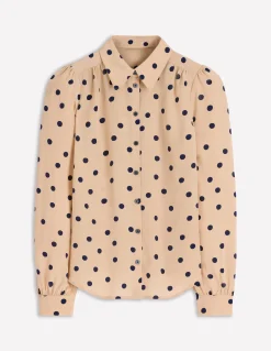 Boden Tenues De Travail|Chemises & Blouses-Chemise Sara en soie Sable, pois peints espacés