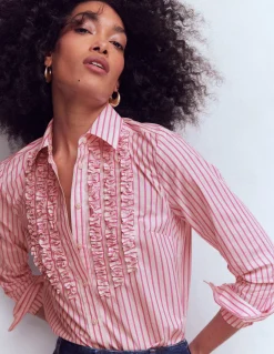 Boden Chemises & Blouses|Tops & T-Shirts-Chemise Sienna à détails Ivoire, rayé rose