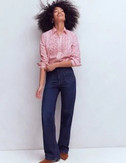 Boden Chemises & Blouses|Tops & T-Shirts-Chemise Sienna à détails Ivoire, rayé rose