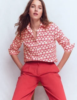 Boden Tops & T-Shirts|Chemises & Blouses-Chemise Sienna en coton Ivoire, motif Heart Link