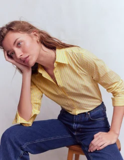 Boden Chemises & Blouses|Tops & T-Shirts-Chemise Sienna en coton Rayé jaune et ivoire