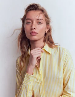Boden Chemises & Blouses|Tops & T-Shirts-Chemise Sienna en coton Rayé jaune et ivoire