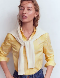 Boden Chemises & Blouses|Tops & T-Shirts-Chemise Sienna en coton Rayé jaune et ivoire